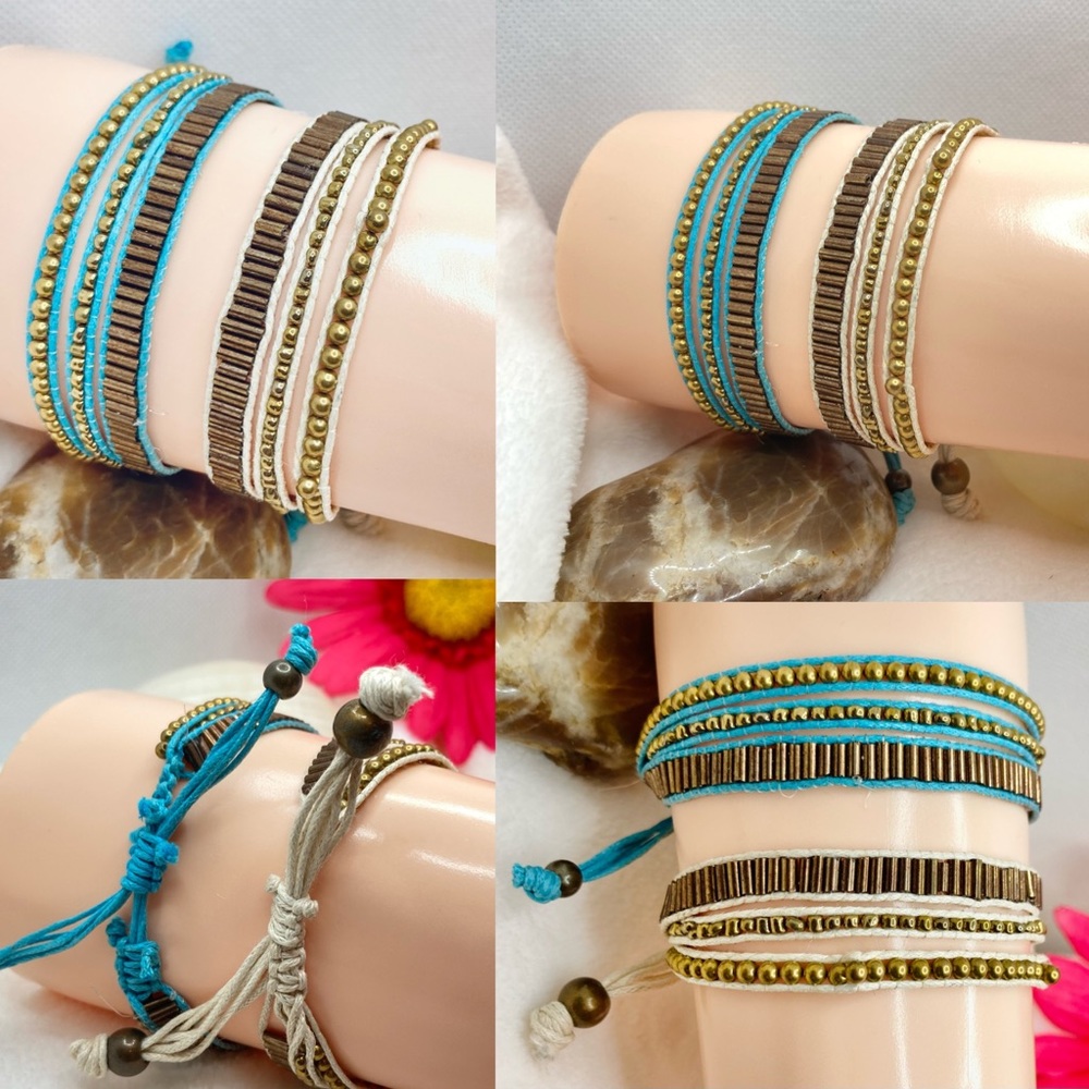 4pcs Unique Handmade Layered String Bracelet Set - Picture 3 of 5